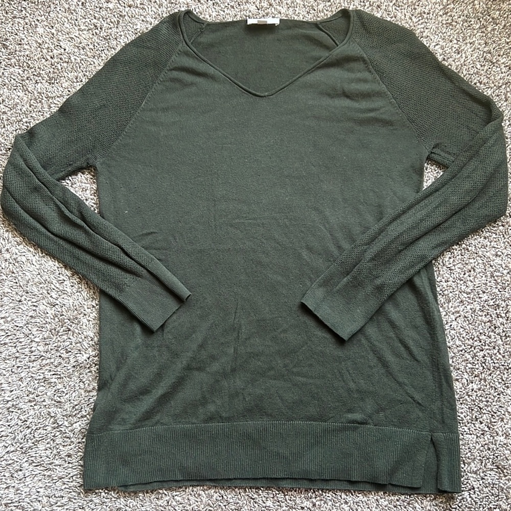 Hunter Green V Neck Long Sleeve